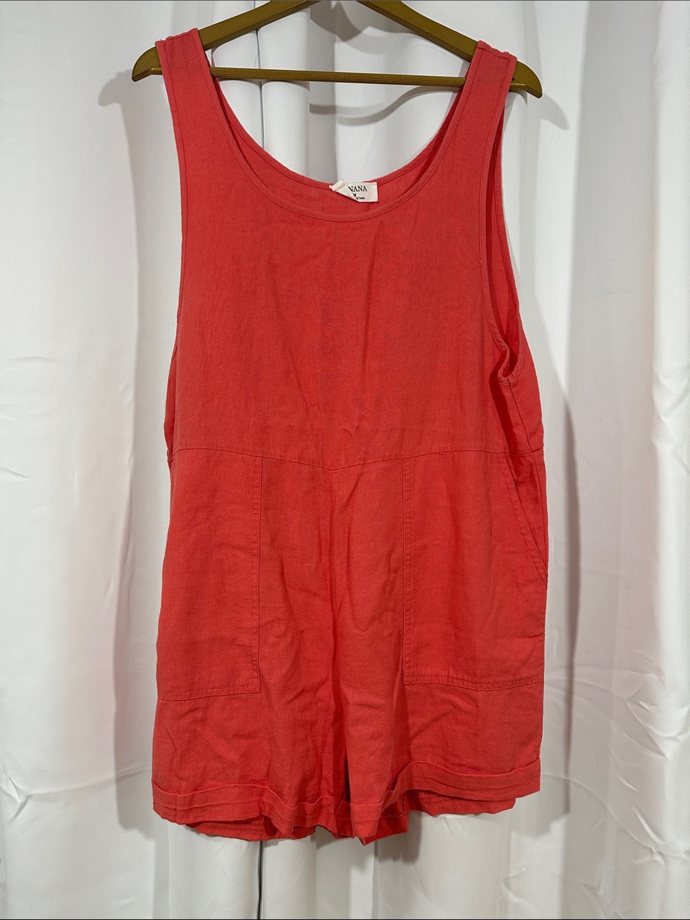 Zenana Coral Linen Blend Romper Size Medium Sleeveless Relaxed Fit